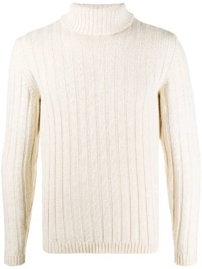 Pre-owned Dolce & Gabbana 1990s Ribbed Roll-neck Jumper In Neutrals
