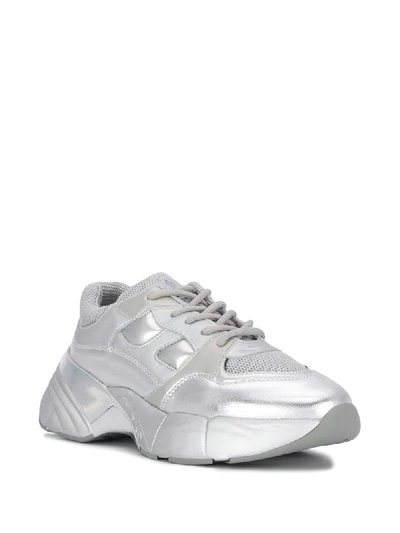 Shop Pinko Metallic Chunky Sole Sneakers In Silver