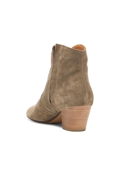 Shop Isabel Marant Dicker Calfskin Velvet Leather Boots In Gray, Green. In Taupe
