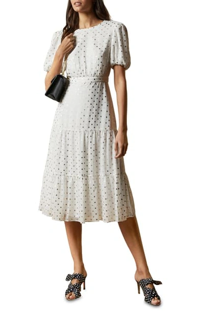 Shop Ted Baker Mariani Metallic Dot Tiered Dress In Ivory