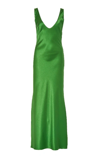 Shop Galvan Valetta Silk Dress In Green