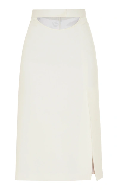 Shop Lado Bokuchava Cutout Cotton Side-slit Pencil Skirt In White