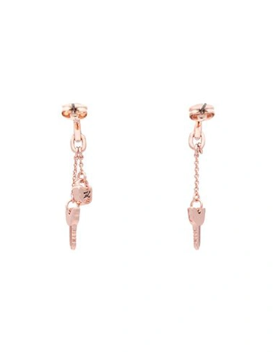 Shop Karl Lagerfeld Lock & Key Choupette Linear Woman Earrings Copper Size - Brass, Swarovski Crystal In Orange