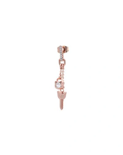 Shop Karl Lagerfeld Lock & Key Choupette Linear Woman Earrings Copper Size - Brass, Swarovski Crystal In Orange