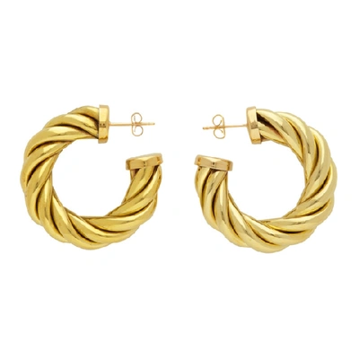 Shop Laura Lombardi Gold Large Spira Hoop Earrings In Brass