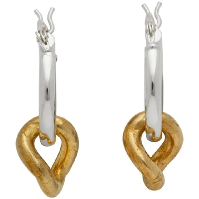 Shop Laura Lombardi Silver And Gold Onda Earrings In Silverbrass