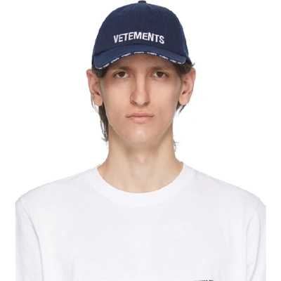 Vetements X Reebok Logo-embroidered Cotton Cap In Navy | ModeSens