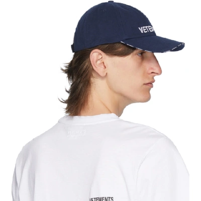 Shop Vetements Navy Reebok Edition Logo Cap