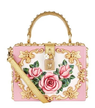 Shop Dolce & Gabbana Rose Embellished Top Handle Bag