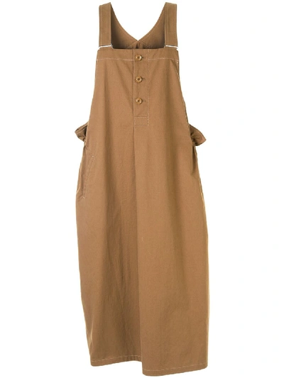 Shop Y's Slouchy Pinafore Dress In Brown