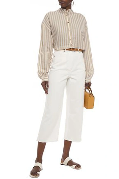 Shop Zimmermann Cropped High-rise Wide-leg Jeans In White