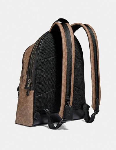 Shop Coach Academy Backpack In Signature Canvas - Men's In Khaki/black Copper