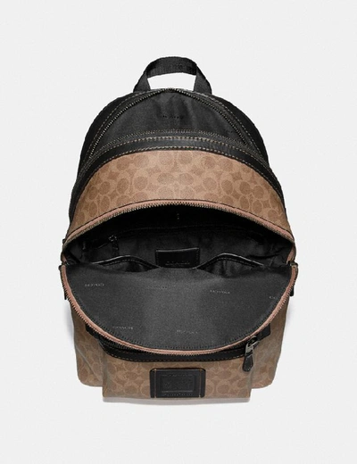 Shop Coach Academy Backpack In Signature Canvas - Men's In Khaki/black Copper