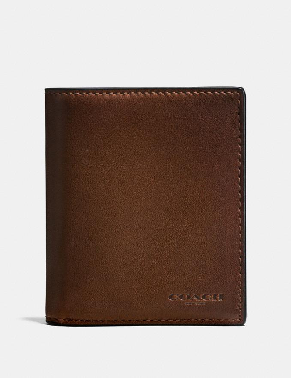 coach dark saddle wallet