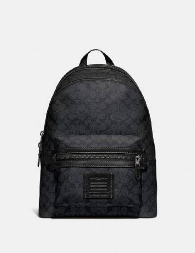Shop Coach Academy Backpack In Signature Canvas In Charcoal/black Antique Nickel