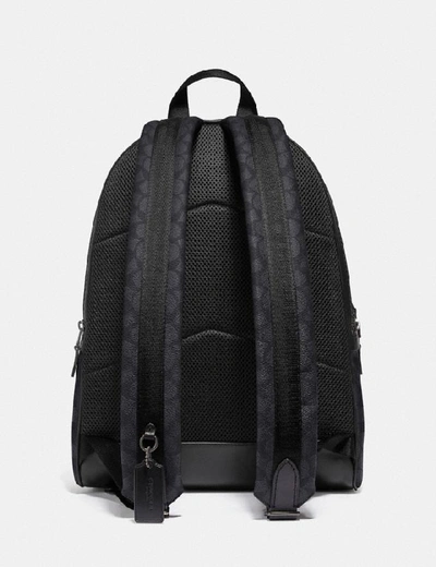 Shop Coach Academy Backpack In Signature Canvas In Charcoal/black Antique Nickel