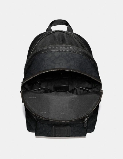 Shop Coach Academy Backpack In Signature Canvas In Charcoal/black Antique Nickel