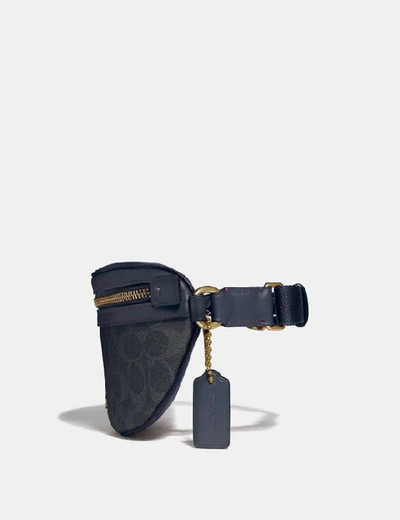 Shop Coach Belt Bag In Signature Canvas - Women's In Charcoal/midnight Navy/gold
