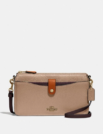 Shop Coach Noa Pop-up Messenger In Colorblock In Brass/taupe Ginger Multi