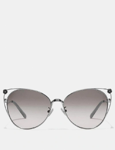 Coach Tea Rose Cat Eye Open Sunglasses In Silver Size One In