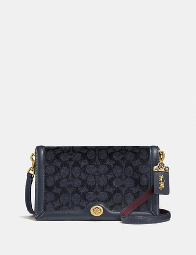 Shop Coach Riley In Signature Canvas In Charcoal/midnight Navy/brass