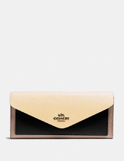 Shop Coach Soft Wallet In Colorblock In Pewter/black Multi