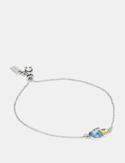 Shop Coach Signature Crystal Cluster Slider Bracelet - Women's In Silver/blue