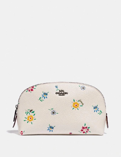 Shop Coach Cosmetic Case 17 With Wildflower Print In Pewter/chalk