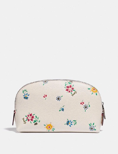 Shop Coach Cosmetic Case 17 With Wildflower Print In Pewter/chalk