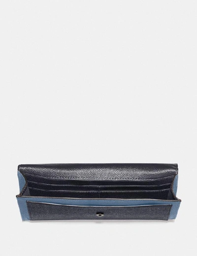 Shop Coach Soft Wallet In Colorblock - Women's In Gunmetal/stone Blue Multi
