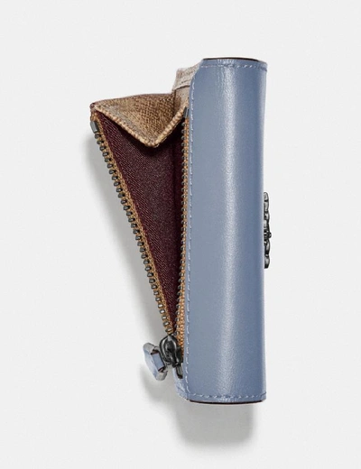 Coach Small Wallet In Colorblock Signature Canvas In Blue In Pewter tan Bluebell ModeSens