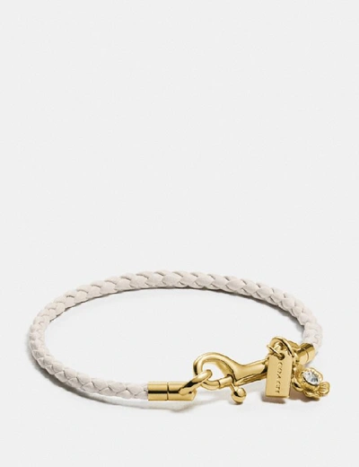 Coach Braided Friendship Bracelet With Tea Rose Charm In Gold 