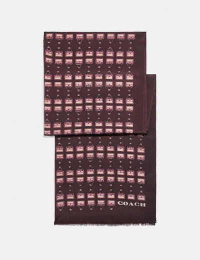 Shop Coach Archival Print Silk Oblong Scarf - Women's In Oxblood