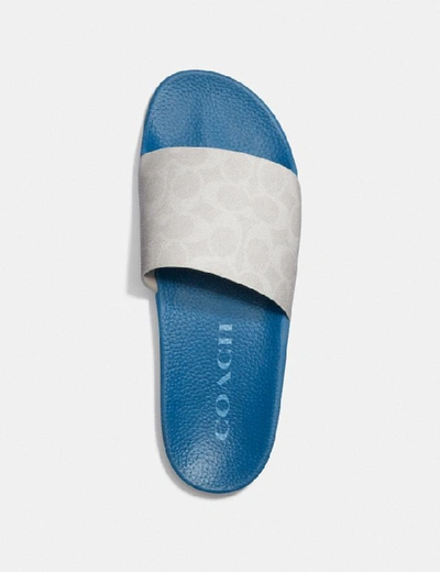 Coach Siganture Monogram Printed Slide Sandals In Color<lsn_delimiter>chalk Pacific