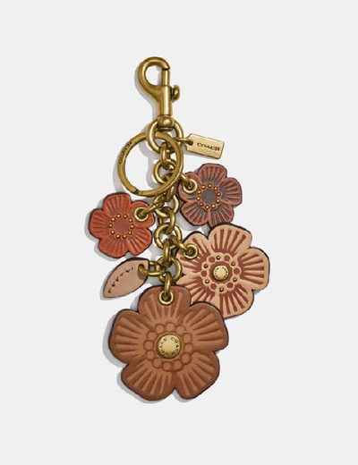 Shop Coach Tea Rose Mix Bag Charm - Women's In Brass/saddle Multi