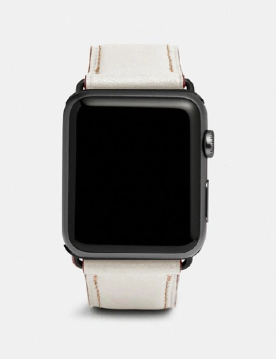 Shop Coach Apple Watch® Strap, 42mm In Chalk