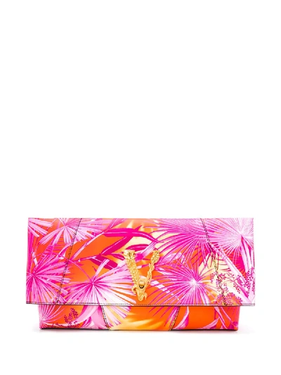 Shop Versace Virtus Jungle Print Clutch In Pink