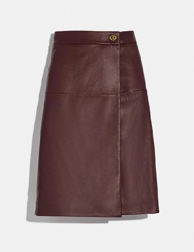 Shop Coach Leather Skirt With Turnlock - Women's In Cranberry