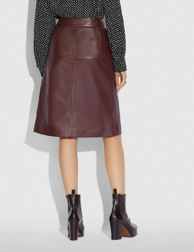 Shop Coach Leather Skirt With Turnlock - Women's In Cranberry