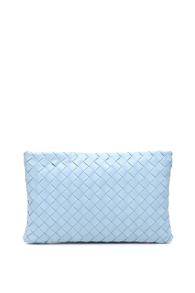 Shop Bottega Veneta Intrecciato Weave Clutch Bag In Blue