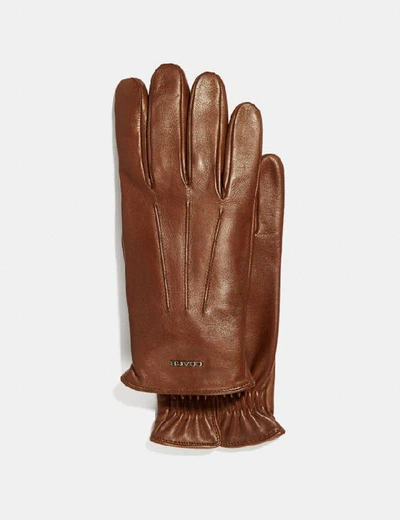 Shop Coach Tech Napa Gloves In Dark Saddle