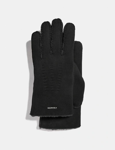 Shop Coach Shearling Gloves In Black