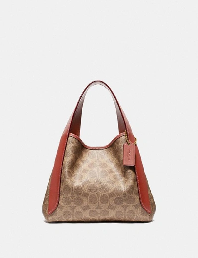 Shop Coach Hadley Hobo 21 In Signature Canvas In Brass/tan Rust