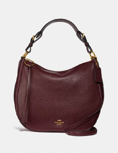 Shop Coach Sutton Hobo In Oxblood/gold