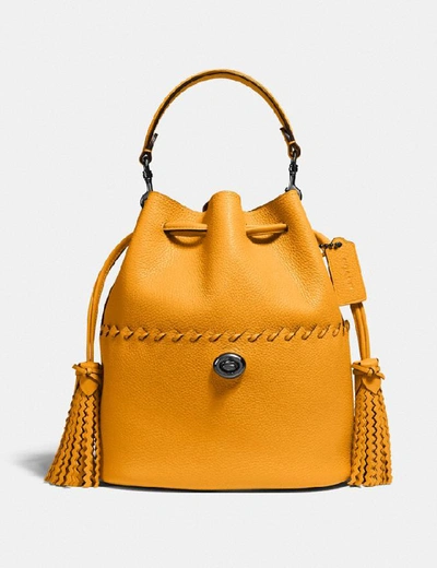 Shop Coach Lora Bucket Bag With Whipstitch Detail - Women's In Pewter/pollen