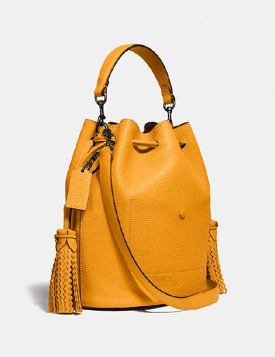 Shop Coach Lora Bucket Bag With Whipstitch Detail - Women's In Pewter/pollen