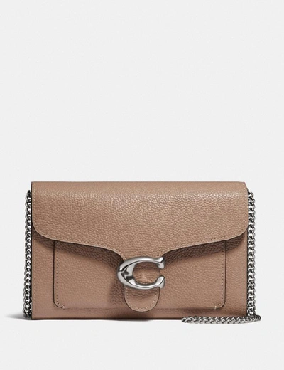 Shop Coach Tabby Chain Clutch In Lh/taupe