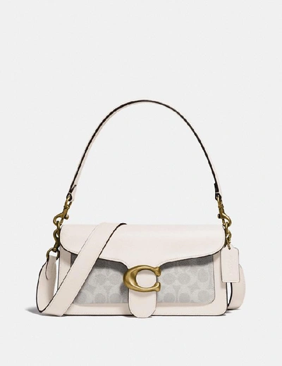 Shop Coach Tabby Shoulder Bag 26 With Signature Canvas - Women's In Brass/chalk Chalk