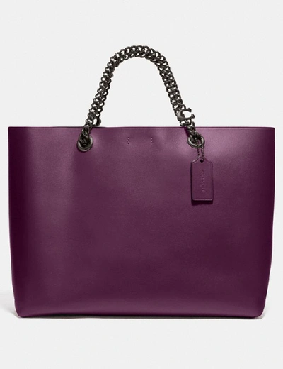 Coach Signature Chain Central Tote - Women's In Pewter/boysenberry |  ModeSens