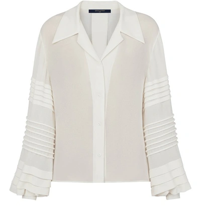 Shop Louis Vuitton Button-up Blouse With Intricate Sleeves In Blanc